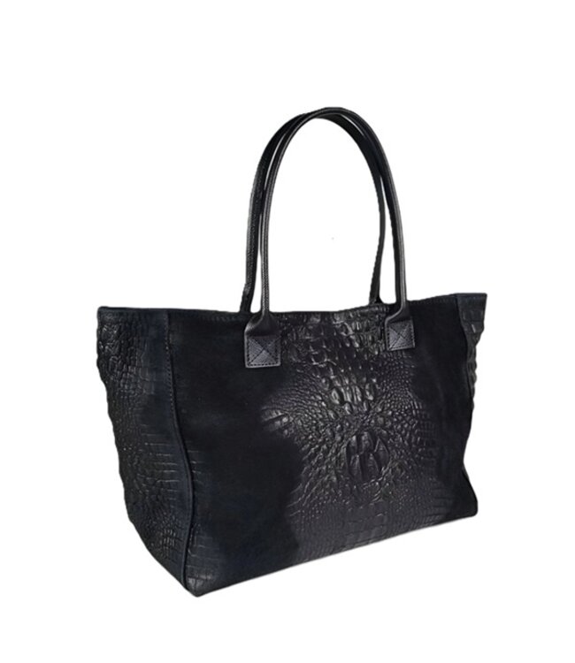 Zeen Lola Croco women's bag black suede