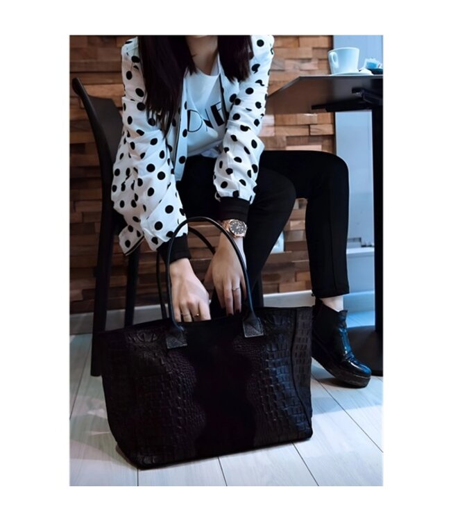 Zeen Lola Croco women's bag black suede