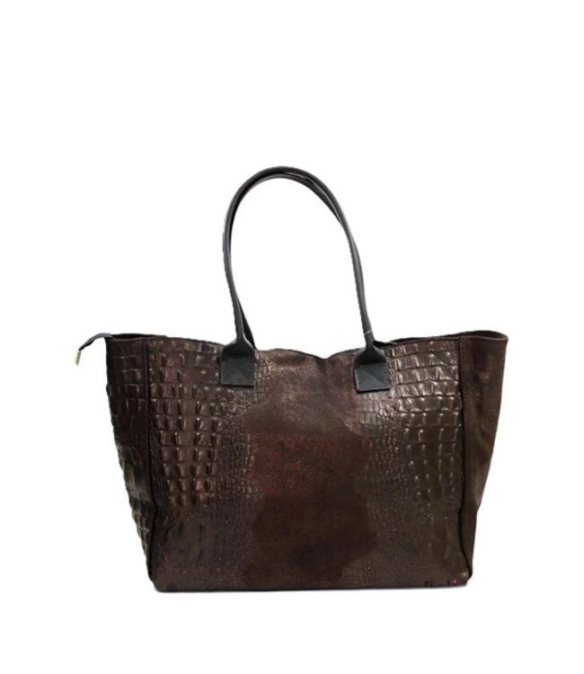 Zeen Lola Croco damestas chocolade bruin suède
