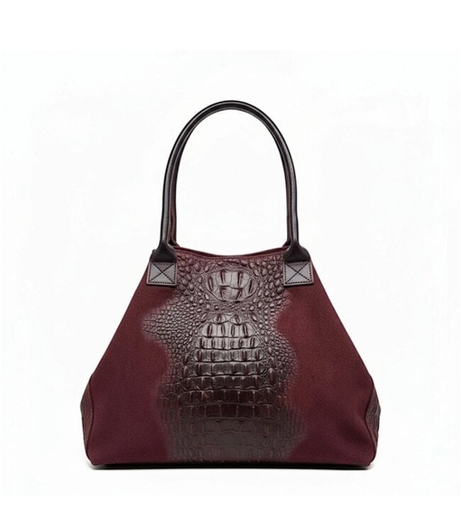 Zeen Lola Croco damestas chocolade bruin suède