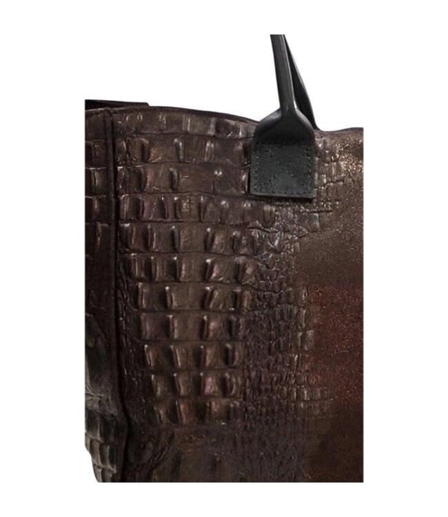 Zeen Lola Croco damestas chocolade bruin suède