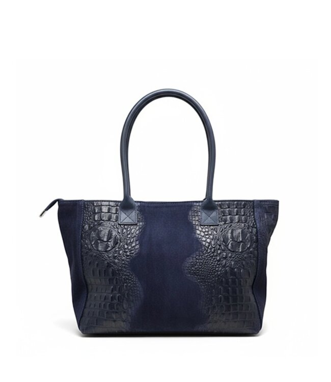 Zeen Lola Croco women's bag dark blue suede