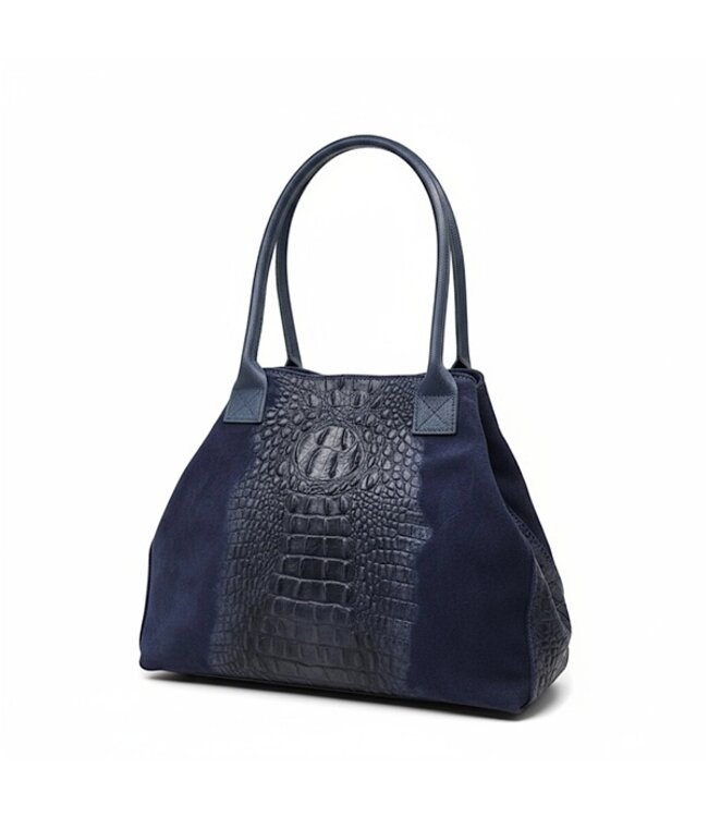 Zeen Lola Croco women's bag dark blue suede