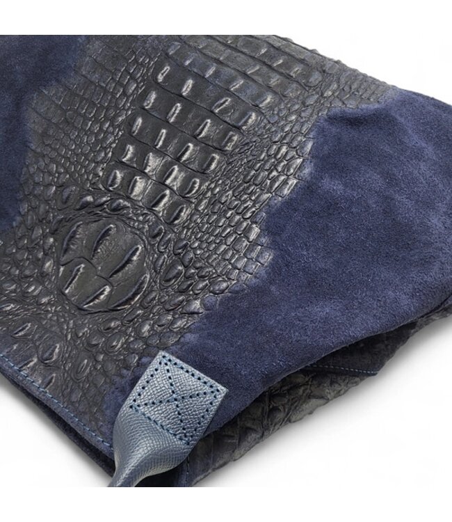 Zeen Lola Croco damestas donkerblauw suède