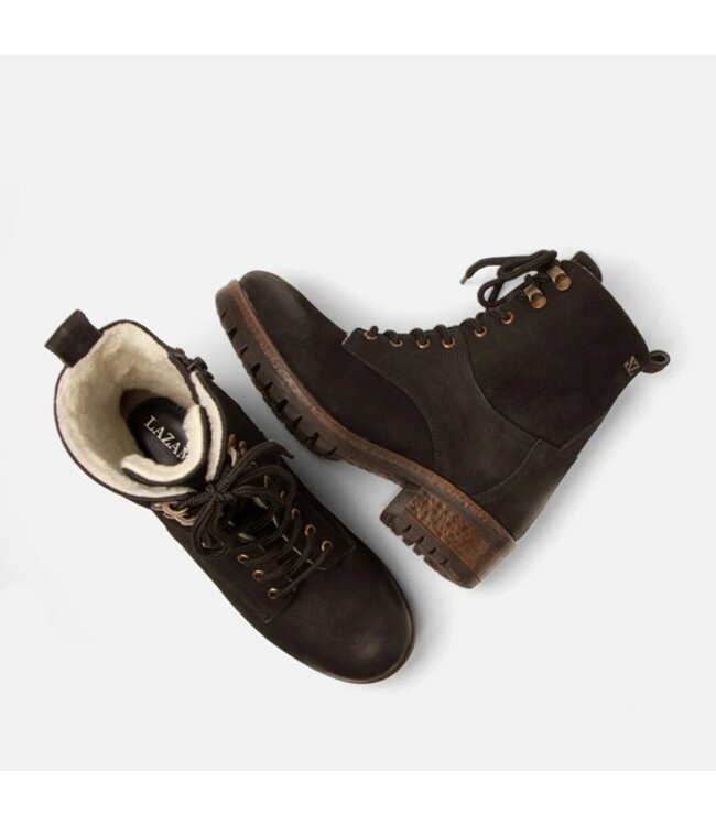 Lazamani women's lace-up boots wool lined black