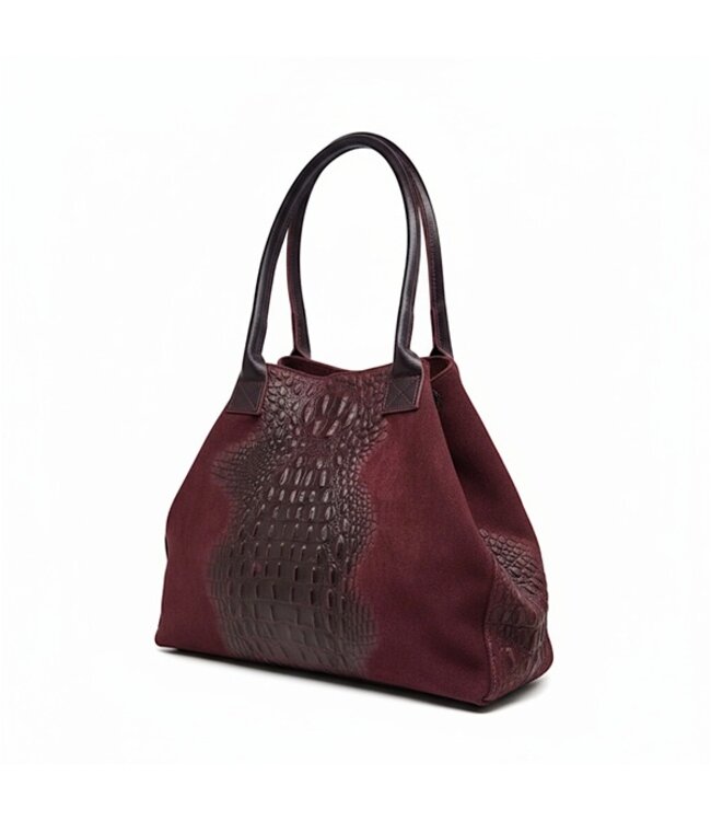 Zeen Lola Croco ladies bag burgundy suede