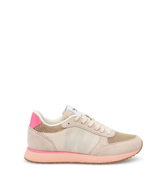 Woden Ronja roze met beige dames sneakers