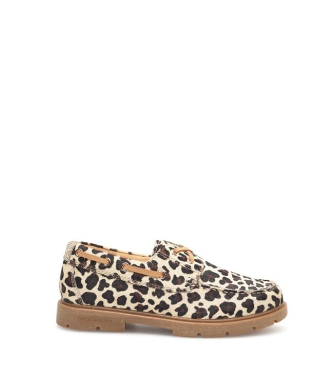 Woden women's boat shoe with leopard print