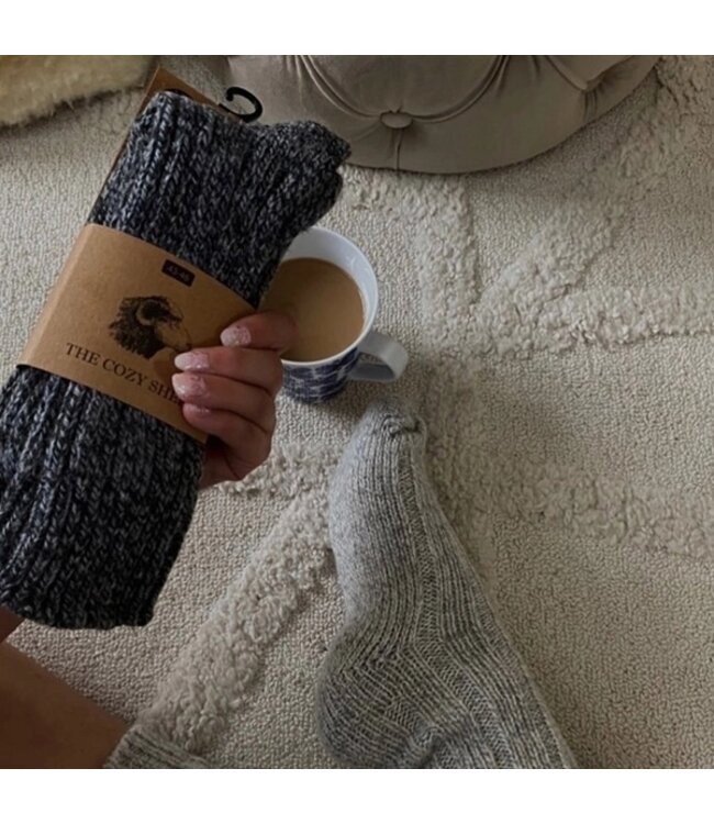 The Cozy Sheep dark grey wool socks