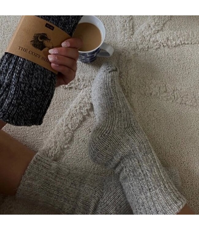 The Cozy Sheep light grey wool socks