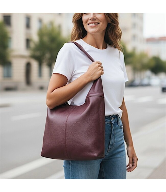 Zeen Gina ladies bag burgundy leather