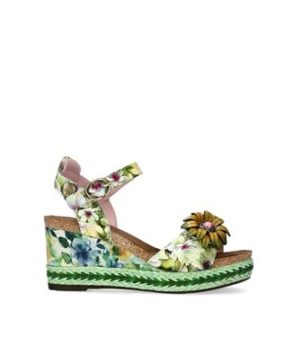 Laura Vita Laura Vita wedge sandal with floral design green