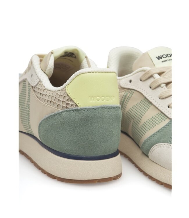 Woden Ronja beige, light blue, green, yellow women's sneakers