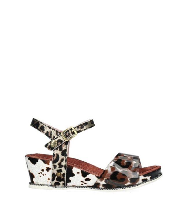 Laura Vita Laura Vita wedge sandal with cow print