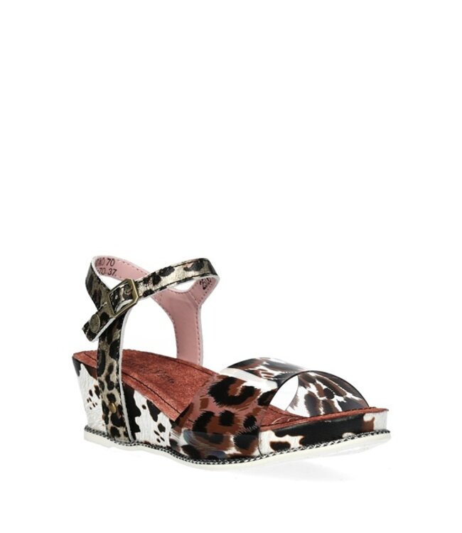 Laura Vita wedge sandal with cow print