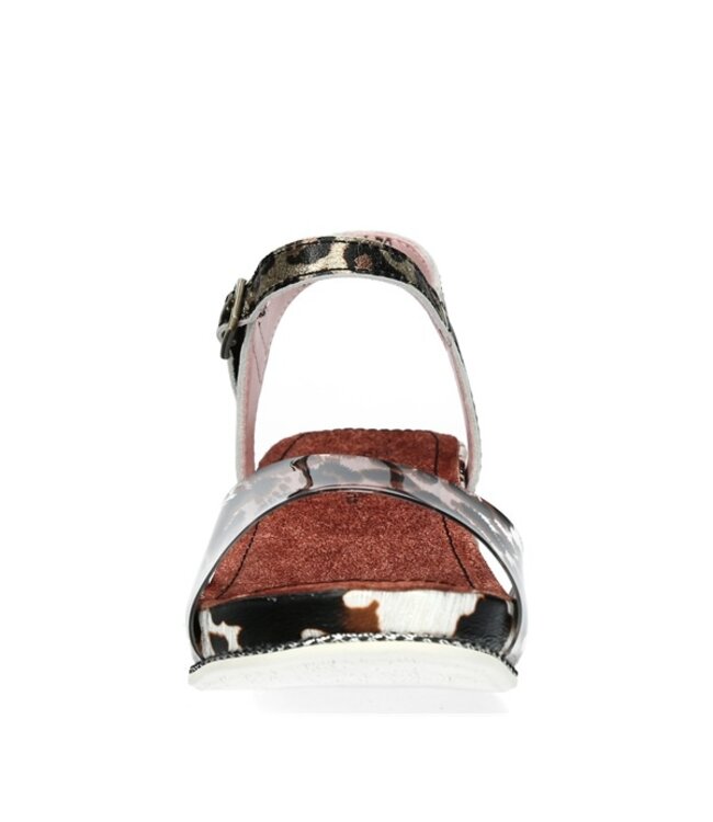 Laura Vita wedge sandal with cow print
