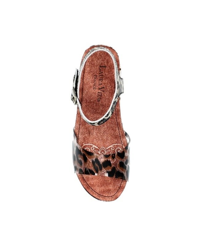 Laura Vita wedge sandal with cow print