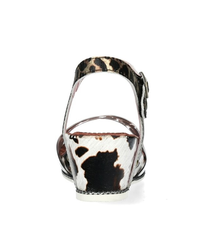 Laura Vita wedge sandal with cow print