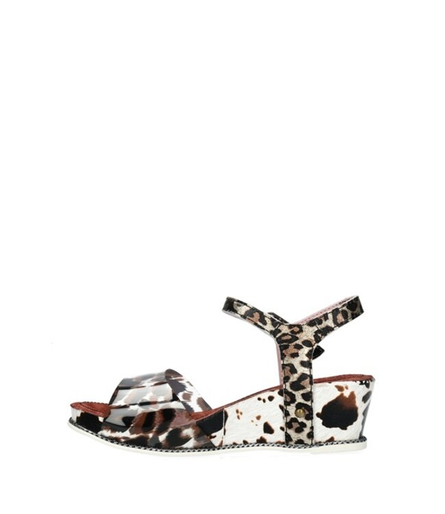 Laura Vita wedge sandal with cow print
