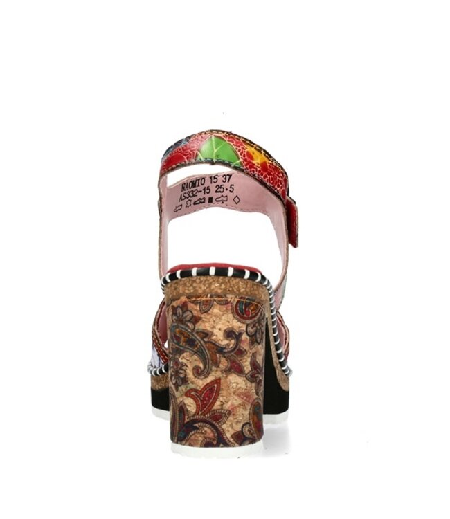 Laura Vita rood platform sandaal gebloemd leer