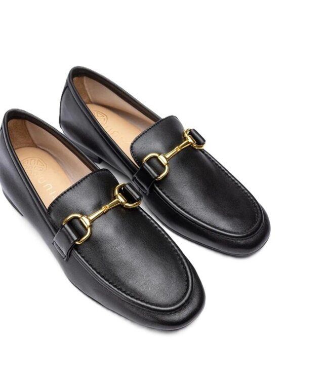 Unisa dames loafer met horsebit zwart leer