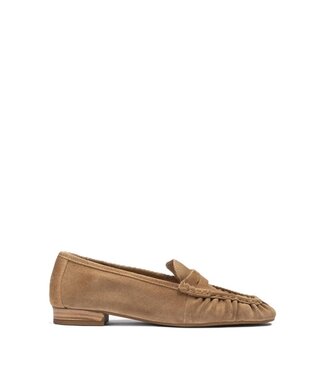 Unisa Unisa dames loafers met geplooide details beige suède