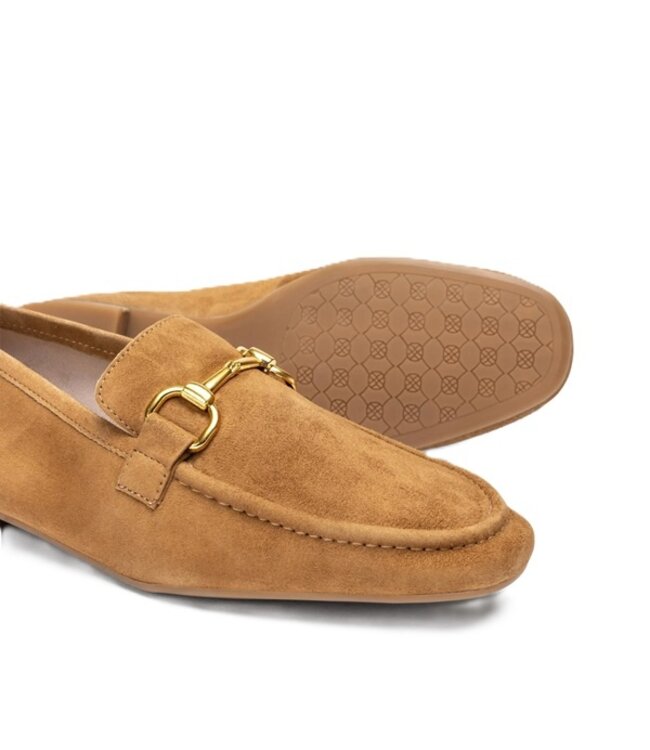 Unisa dames loafer met horsebit bruin suède