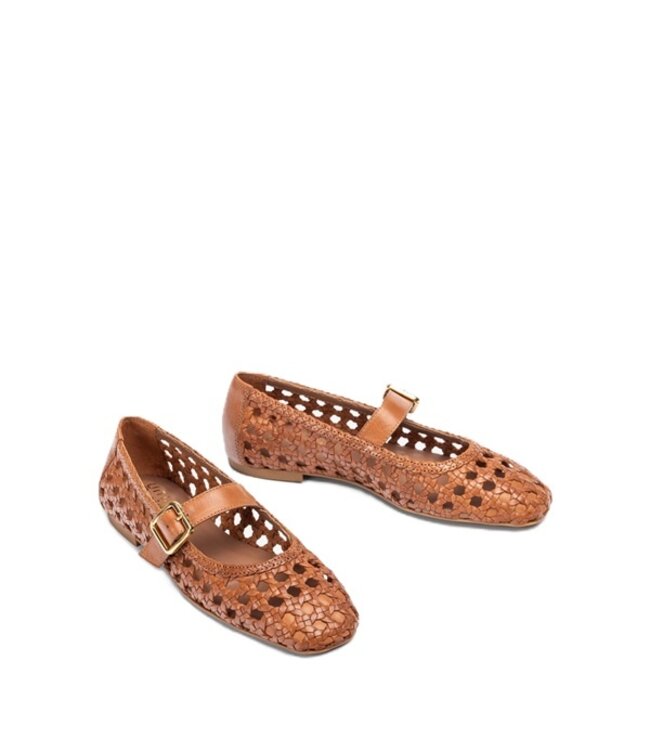 Unisa Mary Jane gevlochten leer bruin