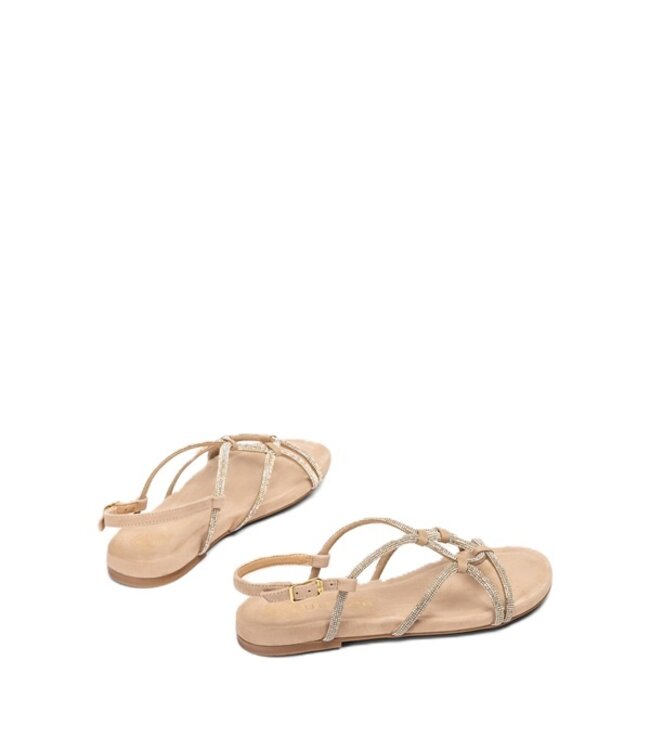 Unisa flat sandals with crystals beige suede