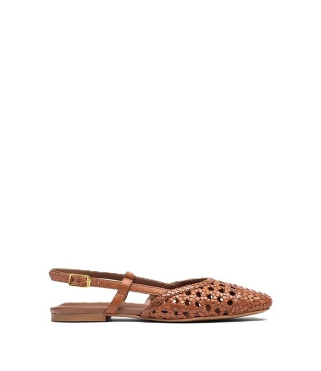 Unisa Unisa braided leather open shoe brown