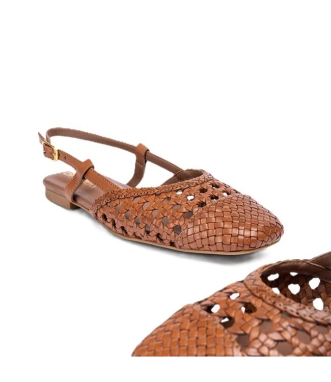 Unisa braided leather open shoe brown