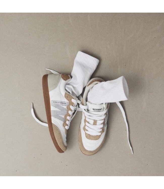 Woden Nanna dames sneakers wit met beige