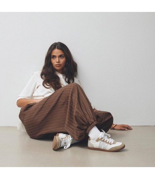 Woden Nanna dames sneakers wit met beige