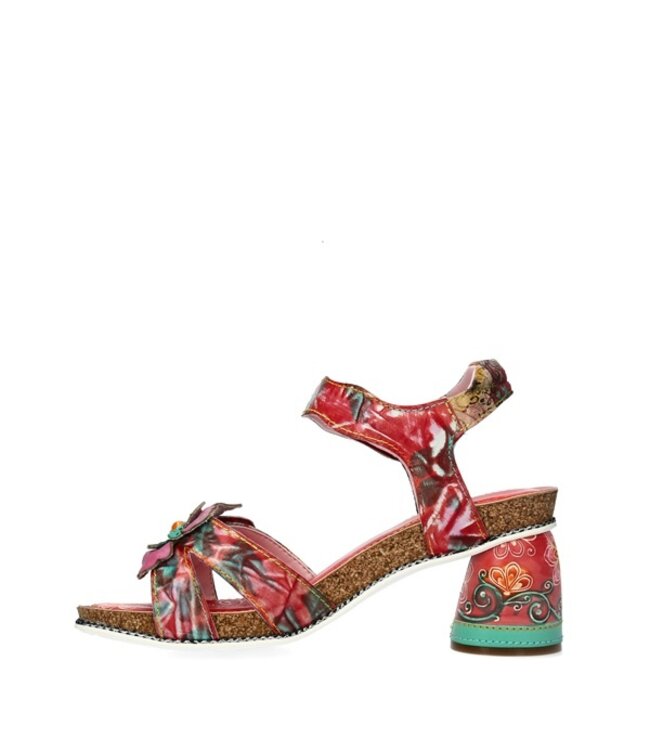 Laura Vita cork footbed sandal with floral print