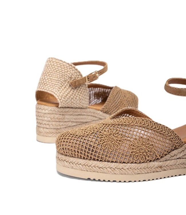 Unisa espadrilles van geborduurde stof bruin