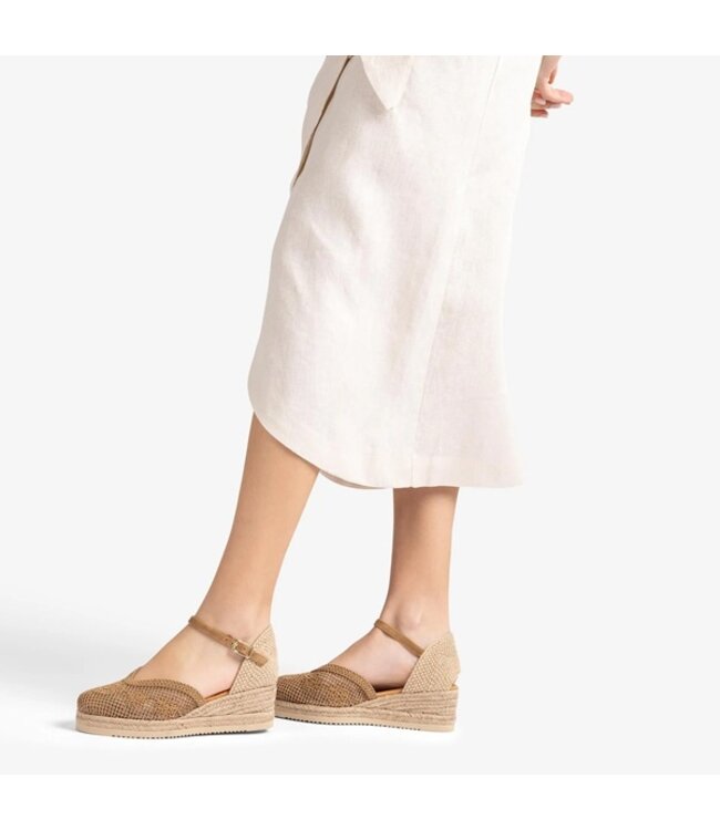 Unisa espadrilles van geborduurde stof bruin