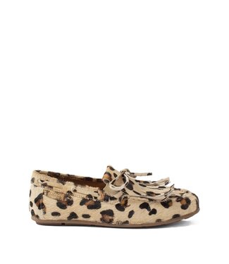Lazamani Lazamani hairy leren loafers met luipaardprint