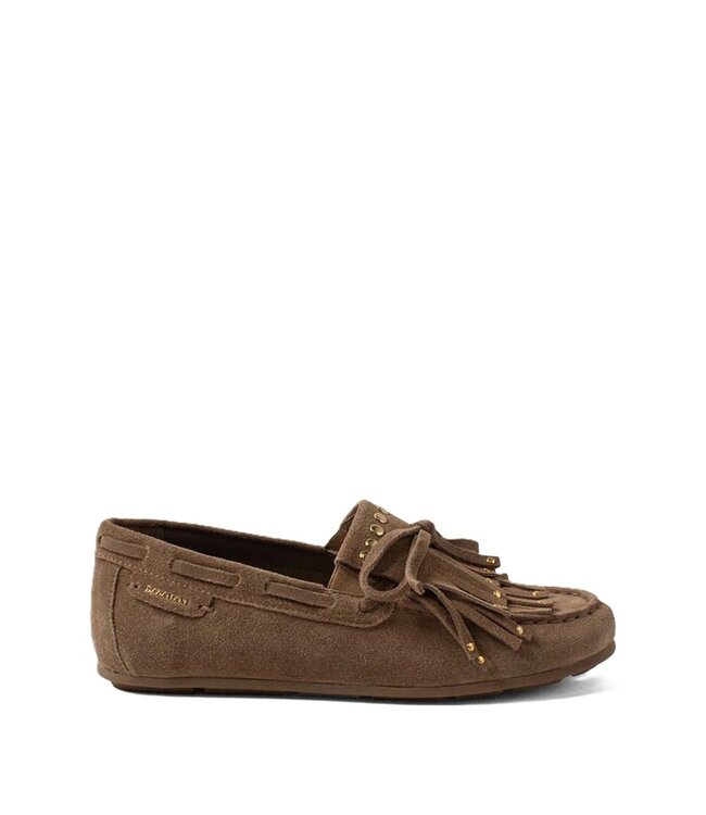 Lazamani Lazamani taupe suede loafers with fringes