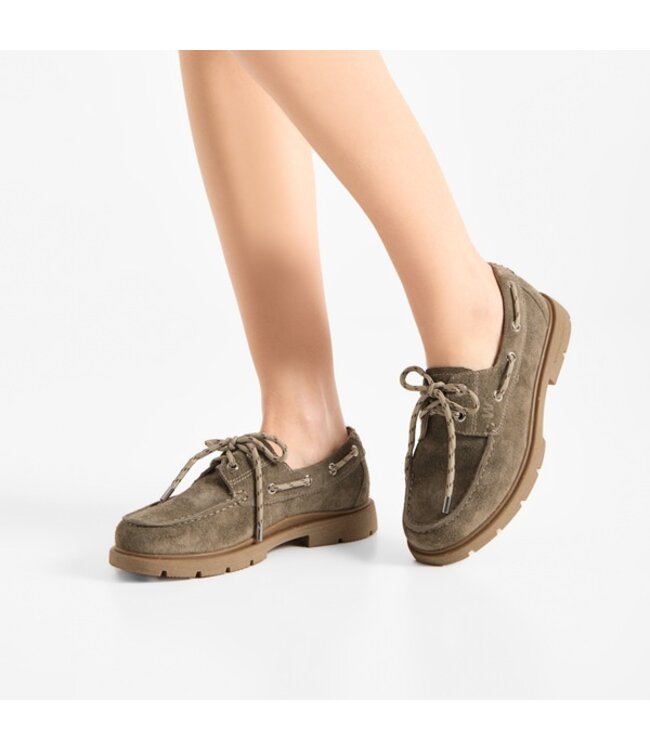 Woden dames bootschoen silver mink suède