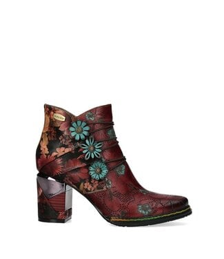 Laura Vita Laura Vita ankle boot floral burgundy leather
