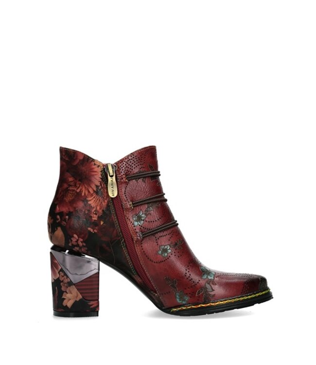 Laura Vita ankle boot floral burgundy leather