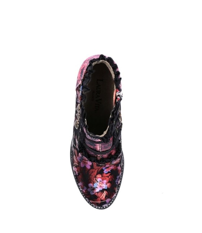 Laura Vita ankle boot black with red floral