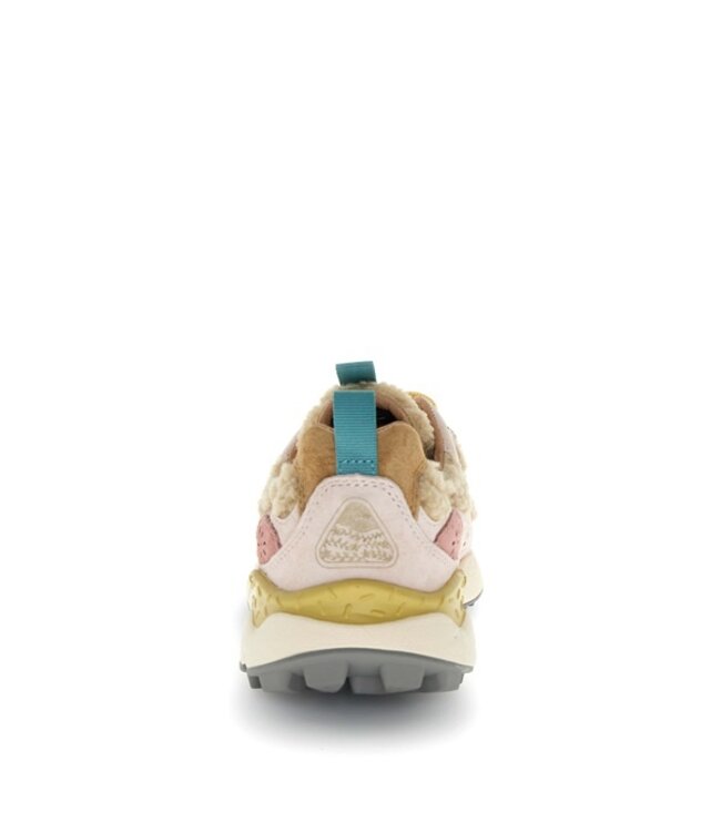 Flower Mountain dames sneakers bruin, roze, beige teddy