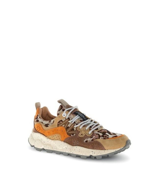 Flower Mountain women's sneakers brown, beige leopard