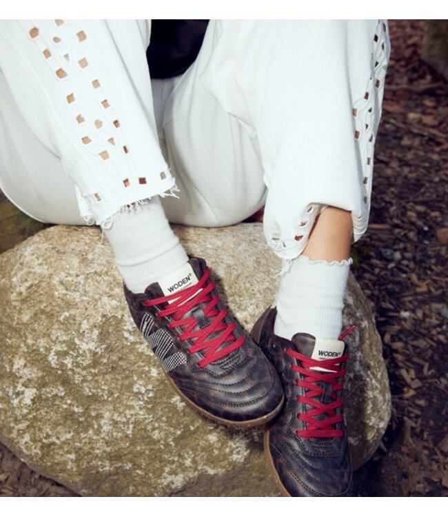 Woden Nanna dames sneakers dark leopard