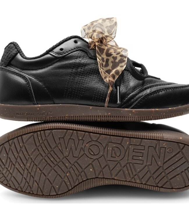 Woden Nanna dames sneakers zwart leer