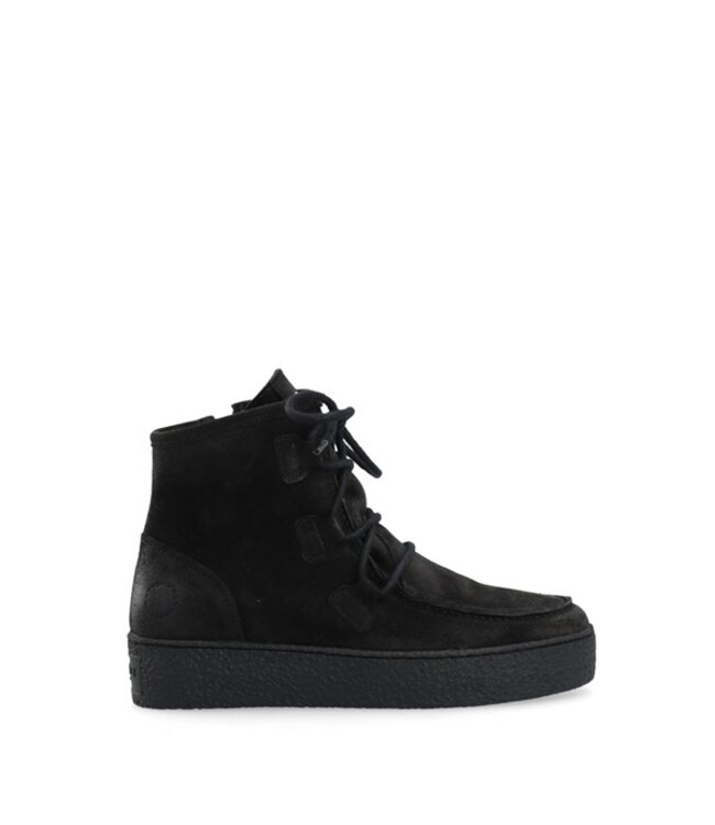 Ca Shott women's lace-up boots wool lining black suede