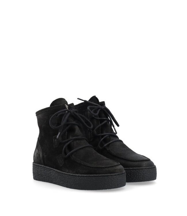Ca Shott women's lace-up boots wool lining black suede