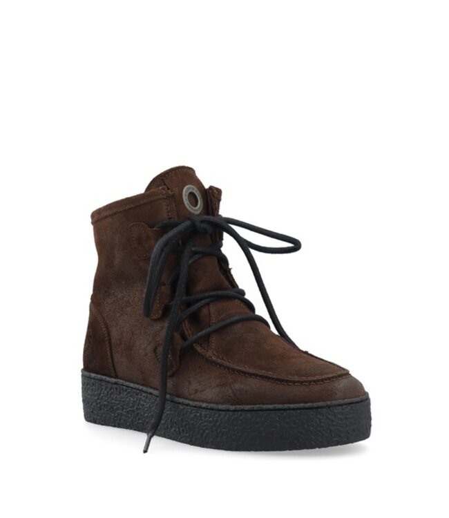 Ca Shott dames veterboots wollen voering bruin suède