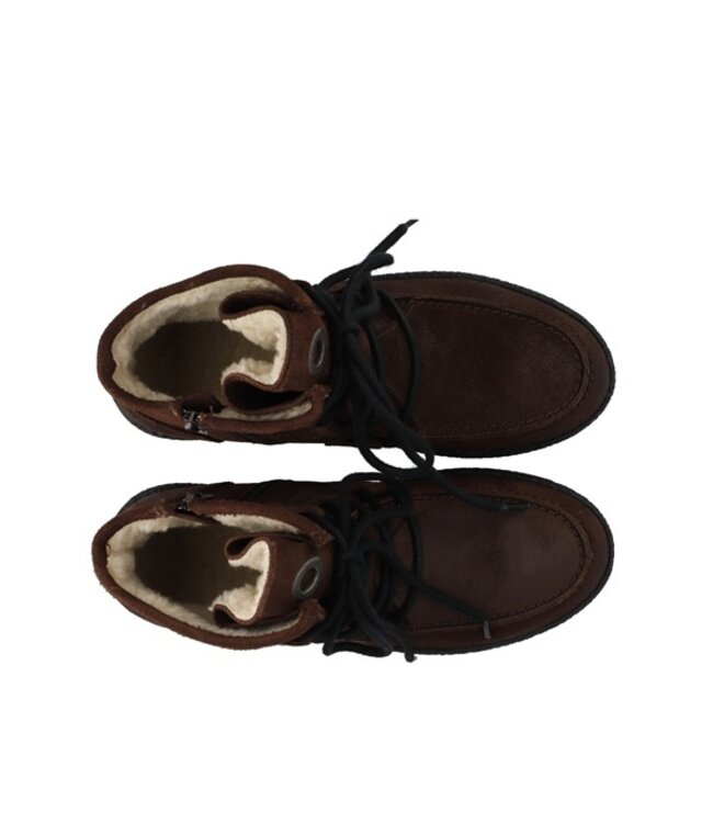 Ca Shott women's lace-up boots wool lining brown suede